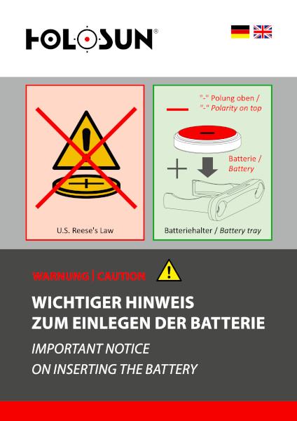 Hinweis zum Einlegen der Batterie