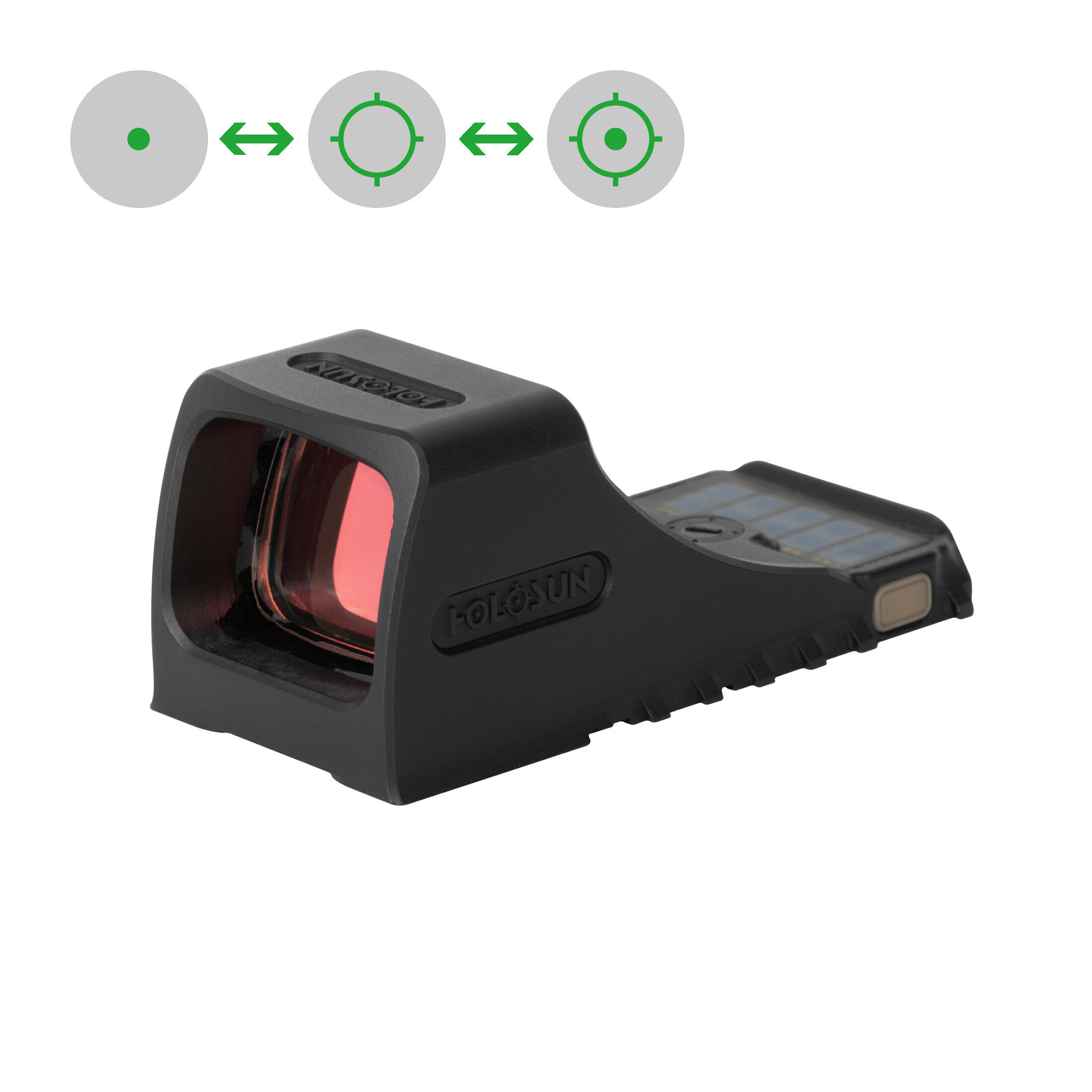 Holosun SCS-MOS-GR Micro visor réflex abierto (mini) con retícula verde presenta un sistema de múlt…