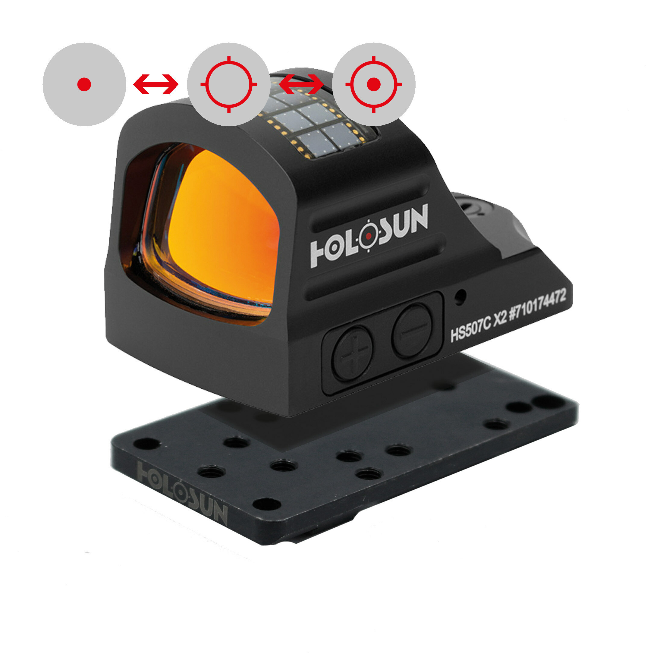 Holosun HS507C open reflex red dot sight switchable 2MOA dot, 32MOA circle dot reticle, solar cell …