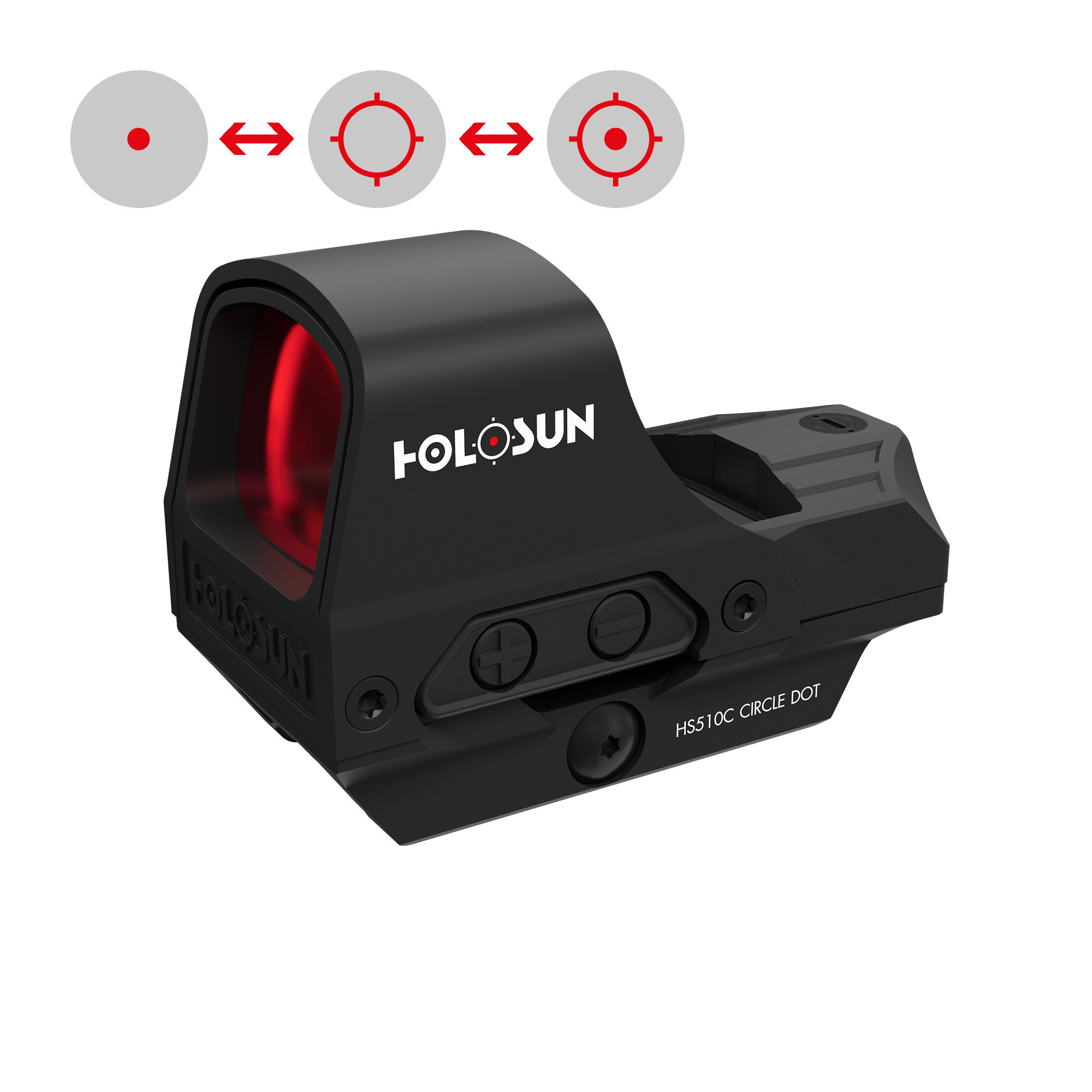 Holosun HS510C open reflex red dot sight with switchable 2MOA dot, 65MOA circle dot reticle and sol…