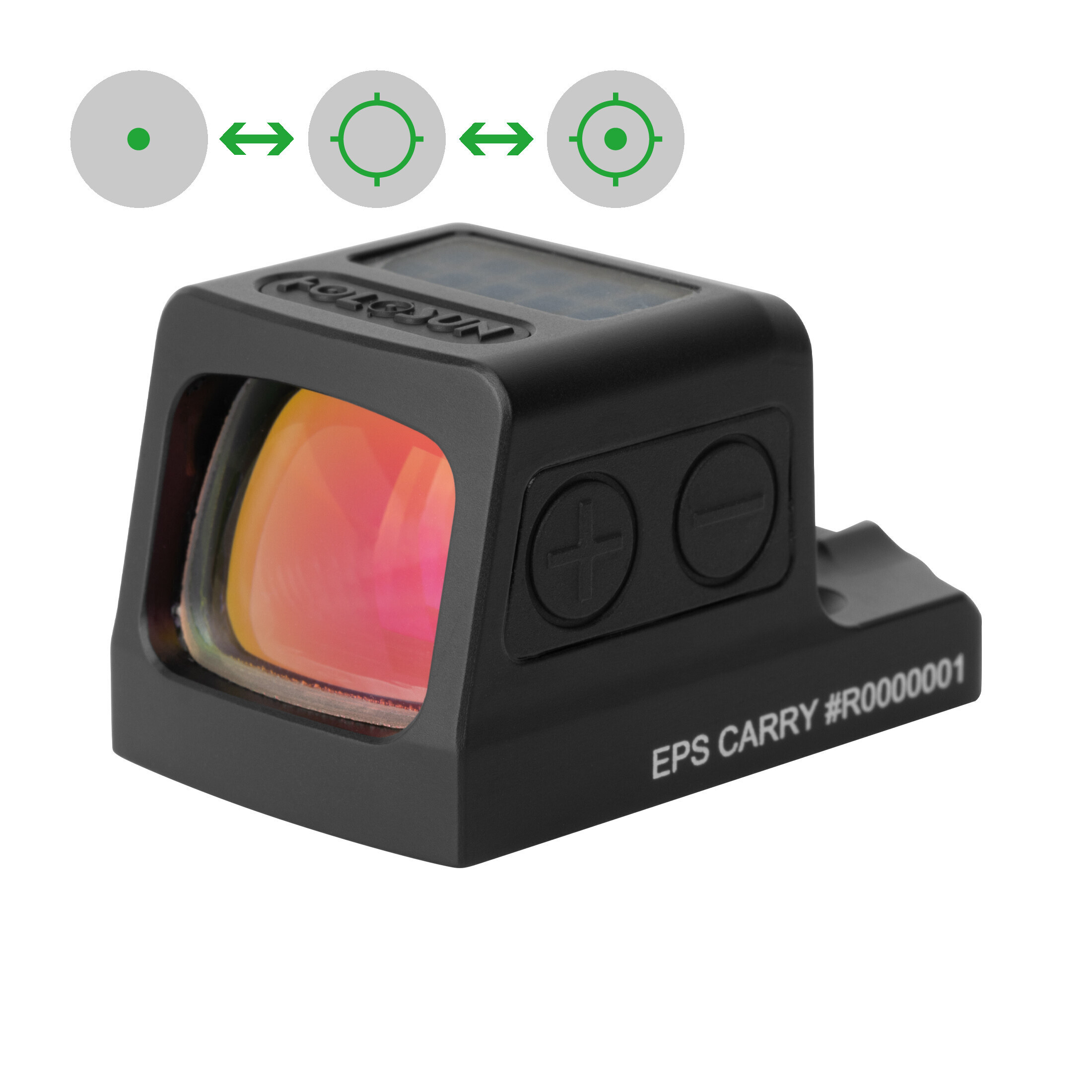 Holosun EPS-CARRY-GR-MRS closed reflex sight 2MOA/32MOA green dot/circle dot, aluminum, black, hunting, sport shooting airsoft, tactical mini, Glock®, H&K Holosun EPS-CARRY-GR-MRS closed reflex sight 2MOA/32MOA green dot/circle dot, aluminum, black, hunting, sport shooting airsoft, tactical mini, Glock®, H&K