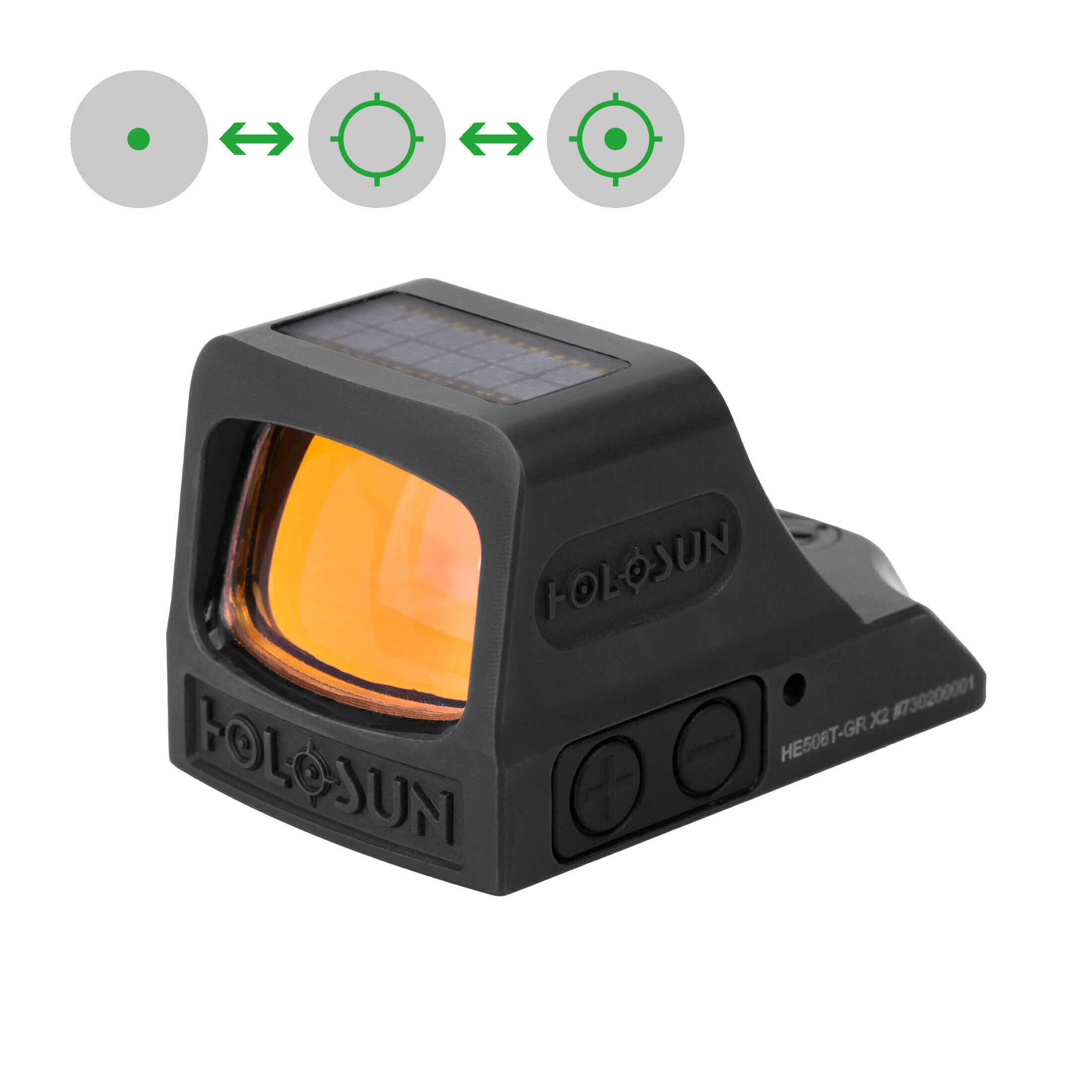Holosun open reflex sight green dot HE508T-GR-X2 with interchangeable reticle, innovative lock mode…