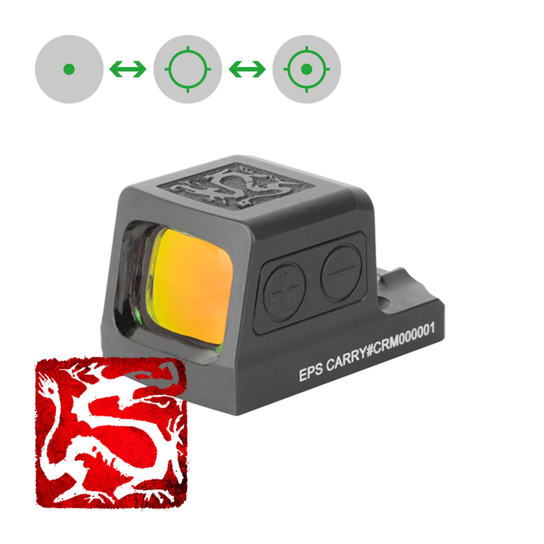 Holosun RONIN-EPS-CARRY-GR-MRS closed reflex sight 2MOA/32MOA green dot/circle dot, aluminum, black…