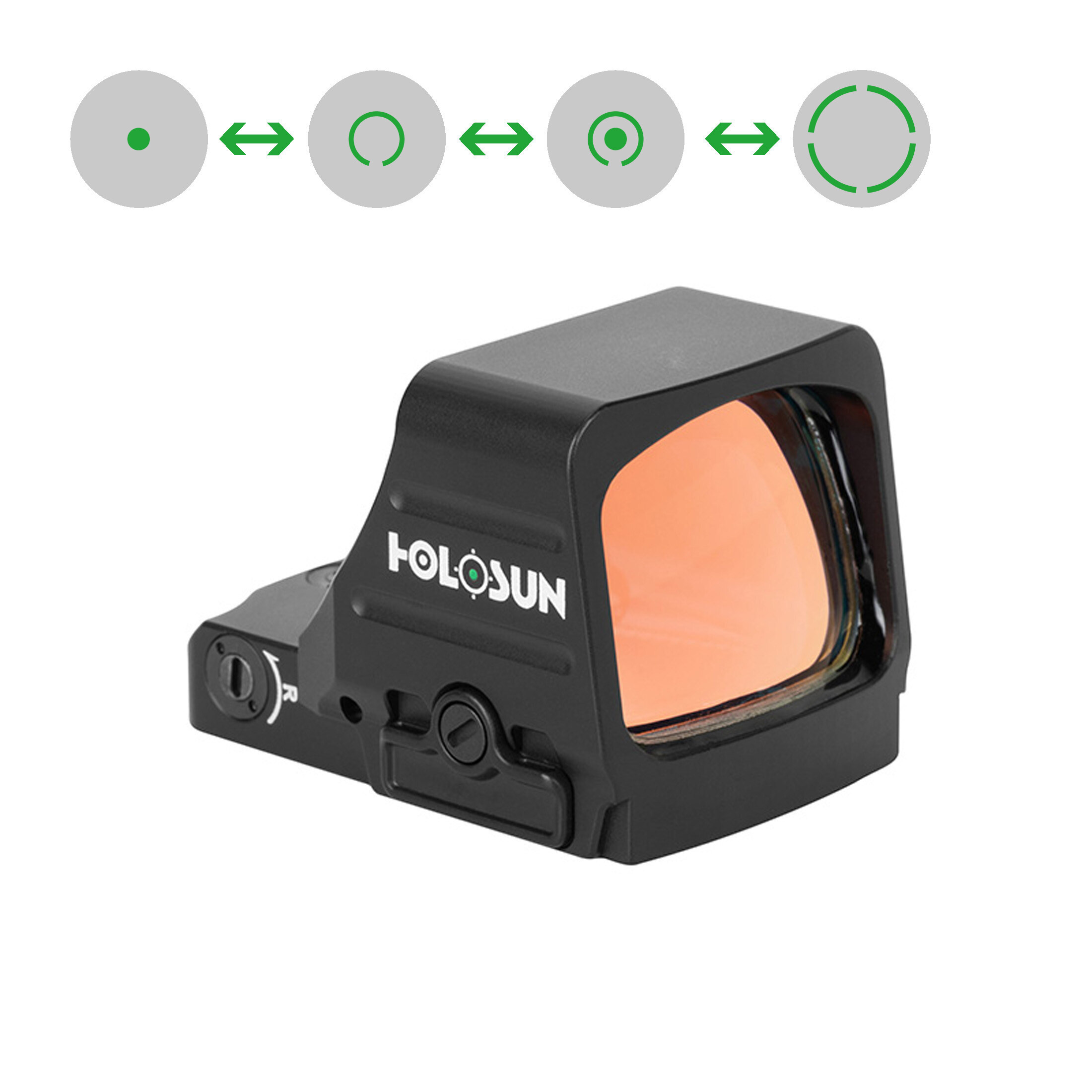Holosun offenes Reflexvisier HE507COMP-GR mit wechselbarem Absehen, Grünpunkt Visier, Jagd, Airsoft…