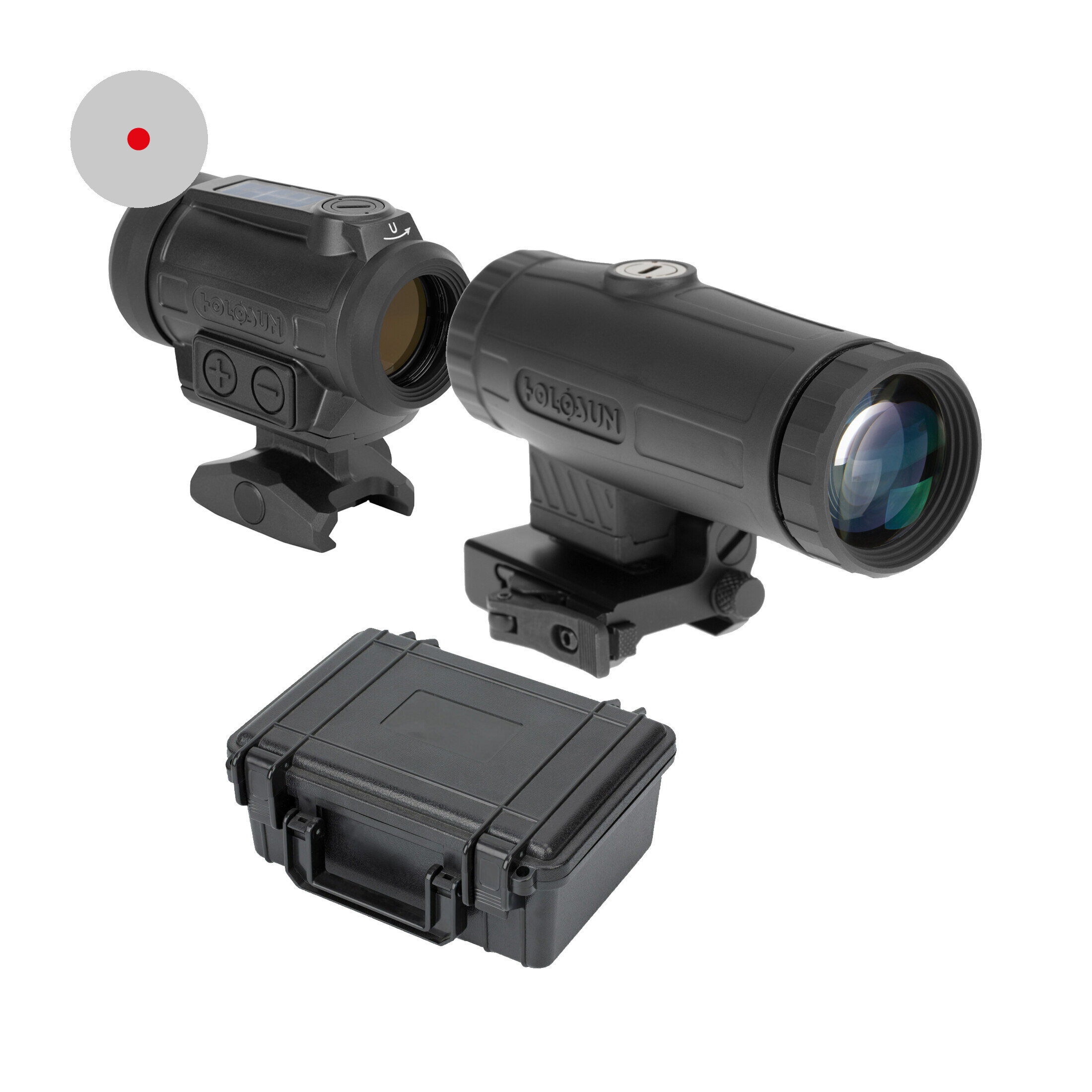 Holosun ARO-EVO-SPR-RD-HM3X-SET microdot red dot sight with SPR reticle, black, Picatinny rail, for…