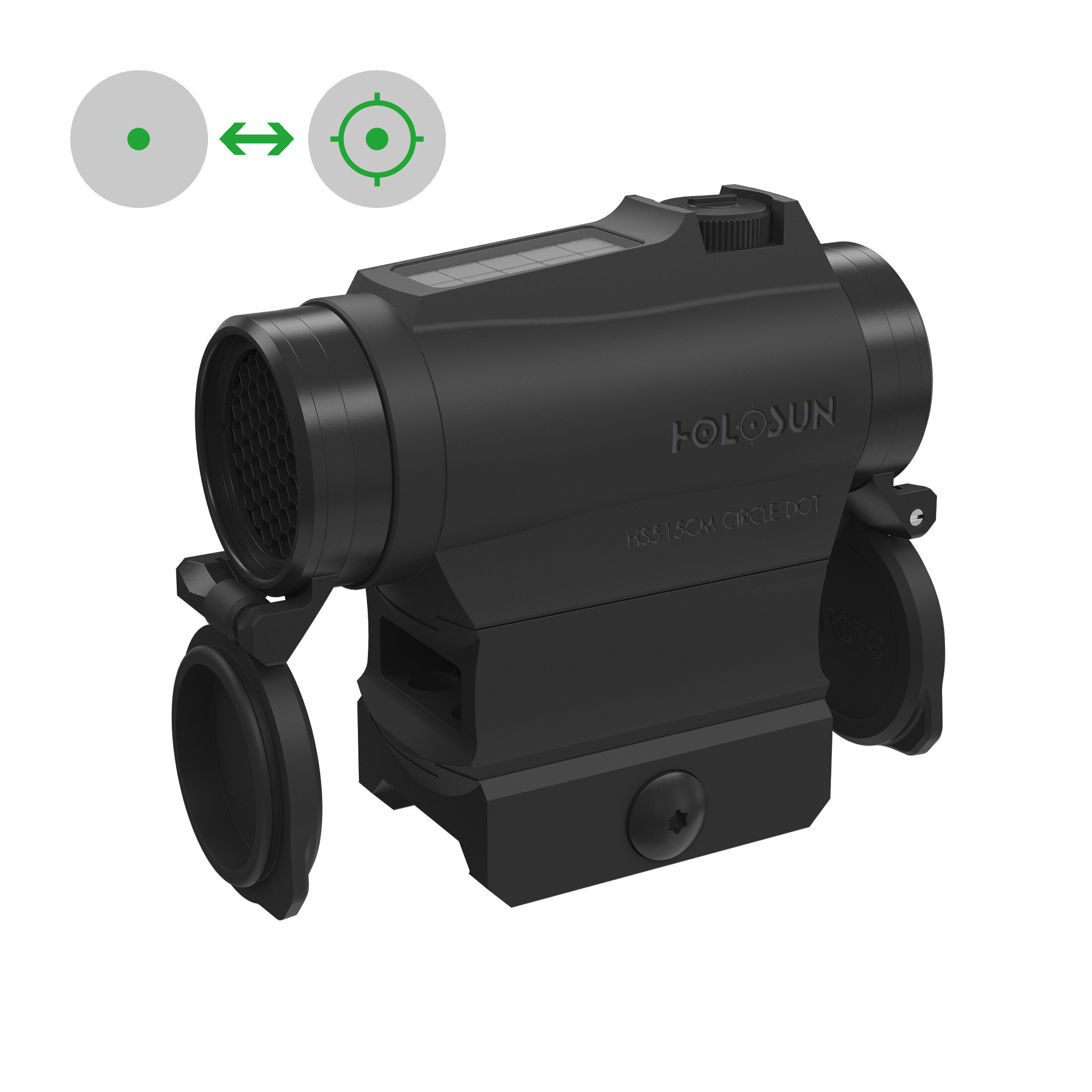 Holosun ELITE HE515C-M-GR Microdot green dot sight military + switchable 2MOA dot, 65MOA circle dot…