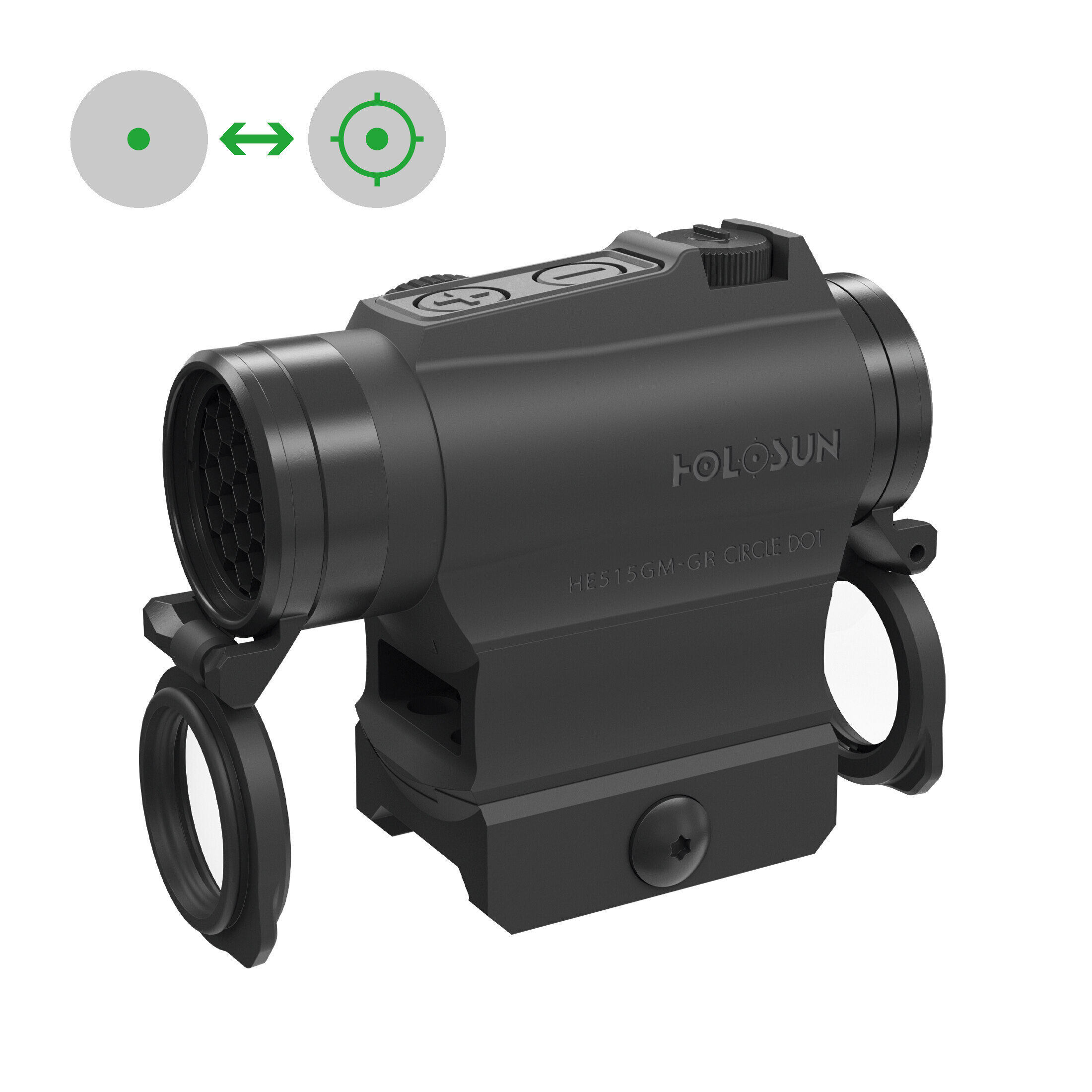 Holosun ELITE HE515G-M-GR Micro-viseur Point vert Viseur Reflex Cercle avec point, Viseur Reflex, R…