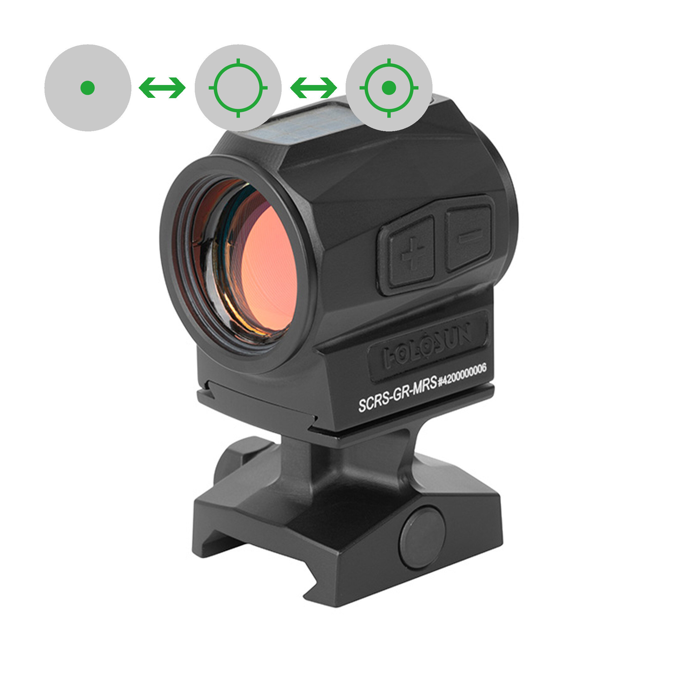 Holosun SCRS-GR-MRS Micro Ottica di puntamento green Dot Ottica reflex Punto circolare, ottica refl…
