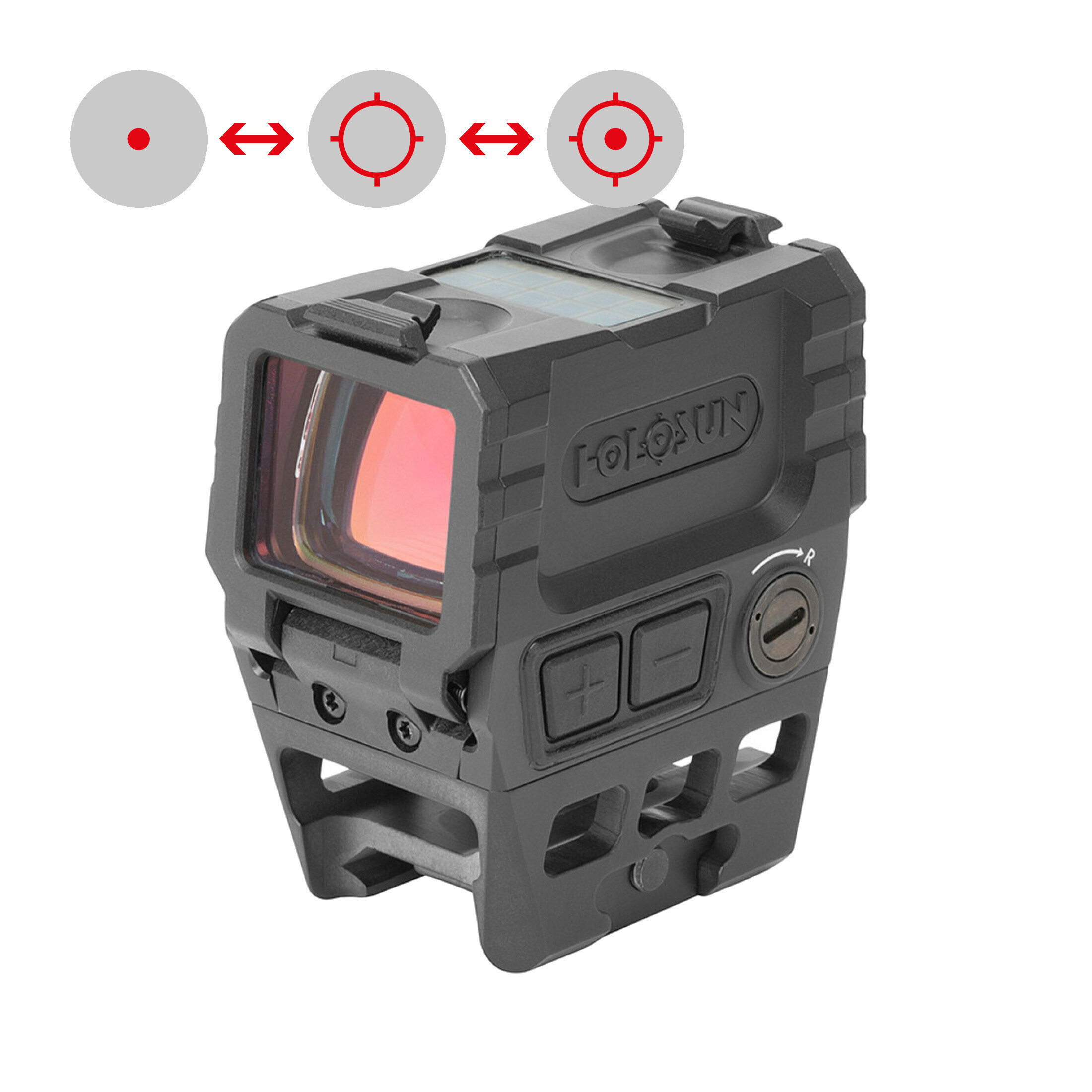 Holosun Classic  AEMS-RD with switchable reticle and aluminium housing, glass flip backs