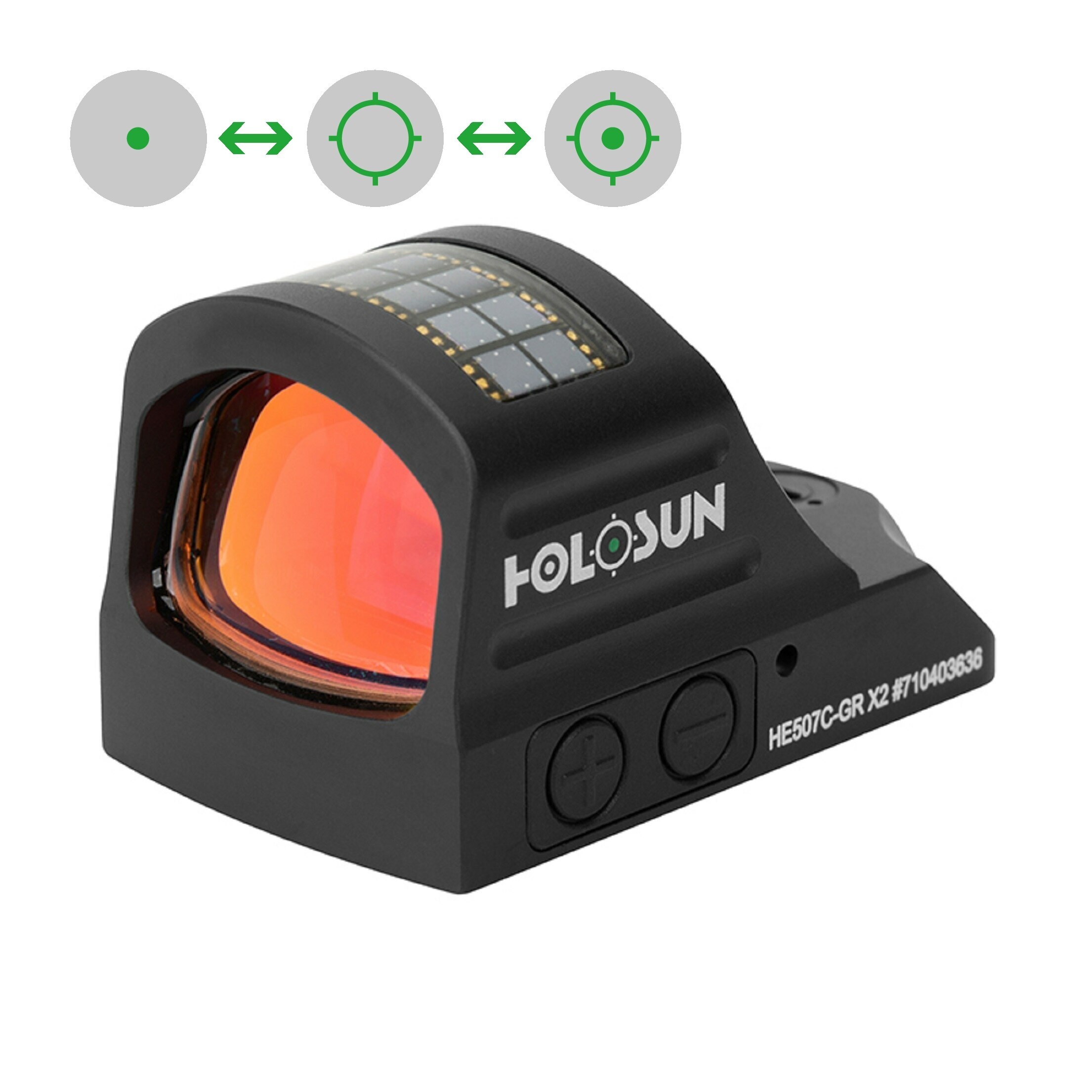 Holosun Micro-viseur HE507C-GR-X2 mini Point vert Viseur Reflex Cercle avec point, Viseur Reflex, R…