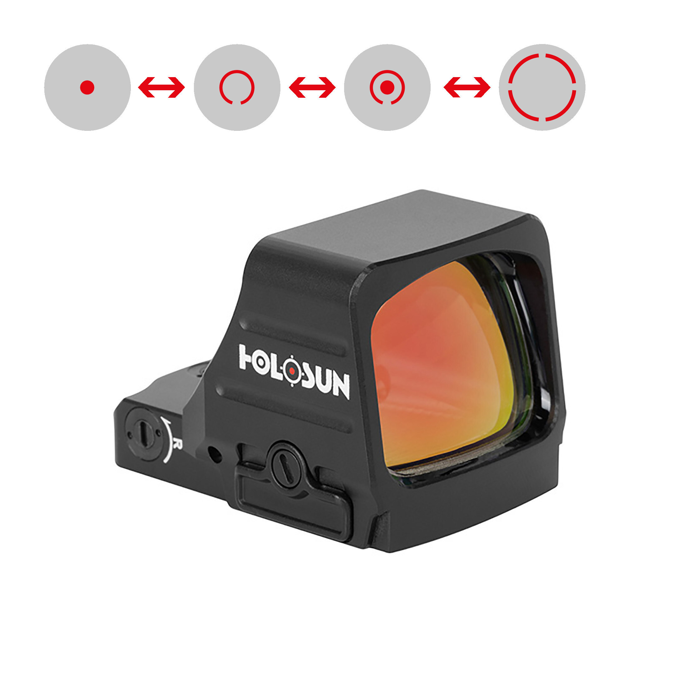 Holosun HS507COMP Otevřený reflexní červený bodový zaměřovač + vyměnitelný 2MOA bod, 8/20/32MOA kru…