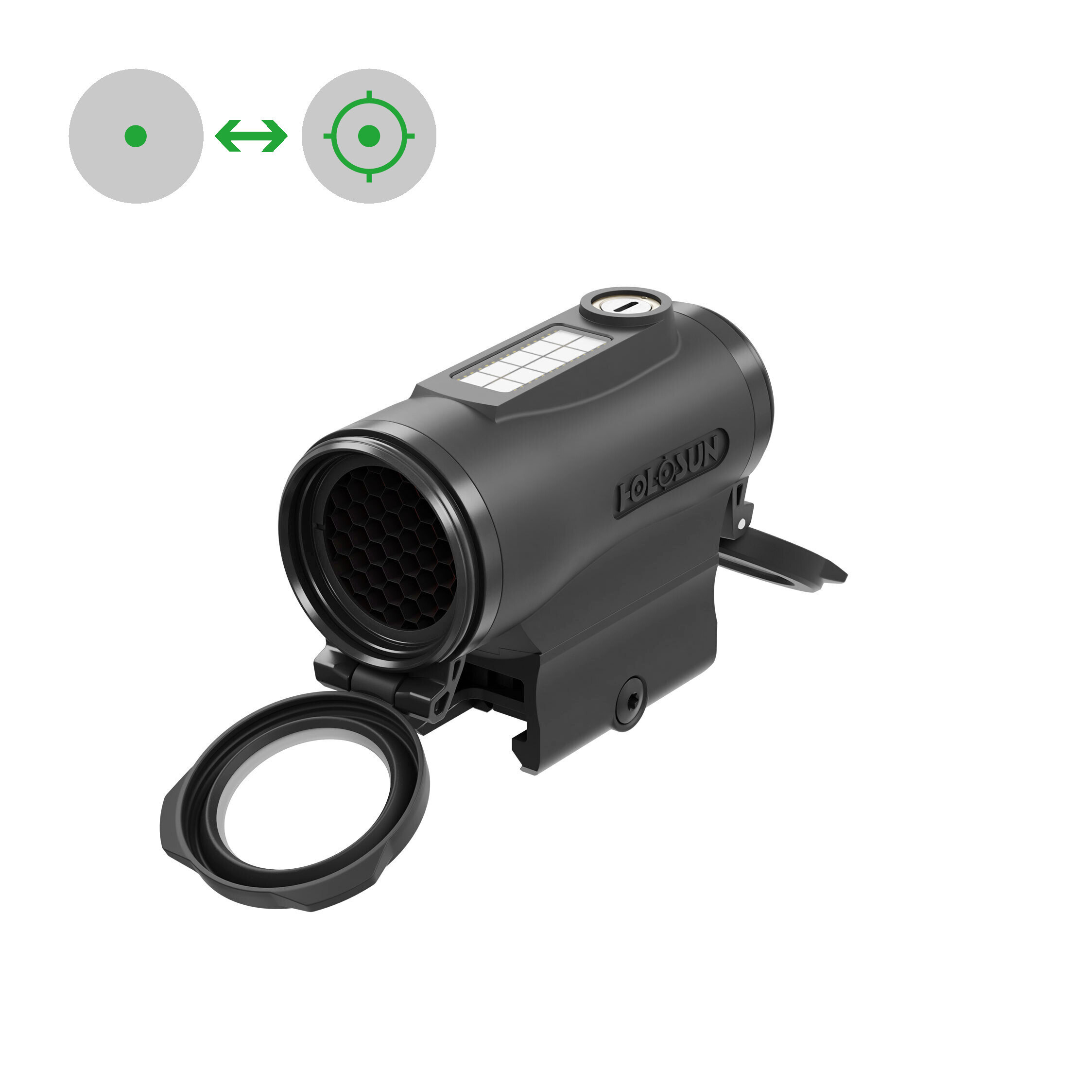 Holosun Green Dot Sight HE530C-GR switchable between Circle Dot and Single Dot, solar cell and a fu…