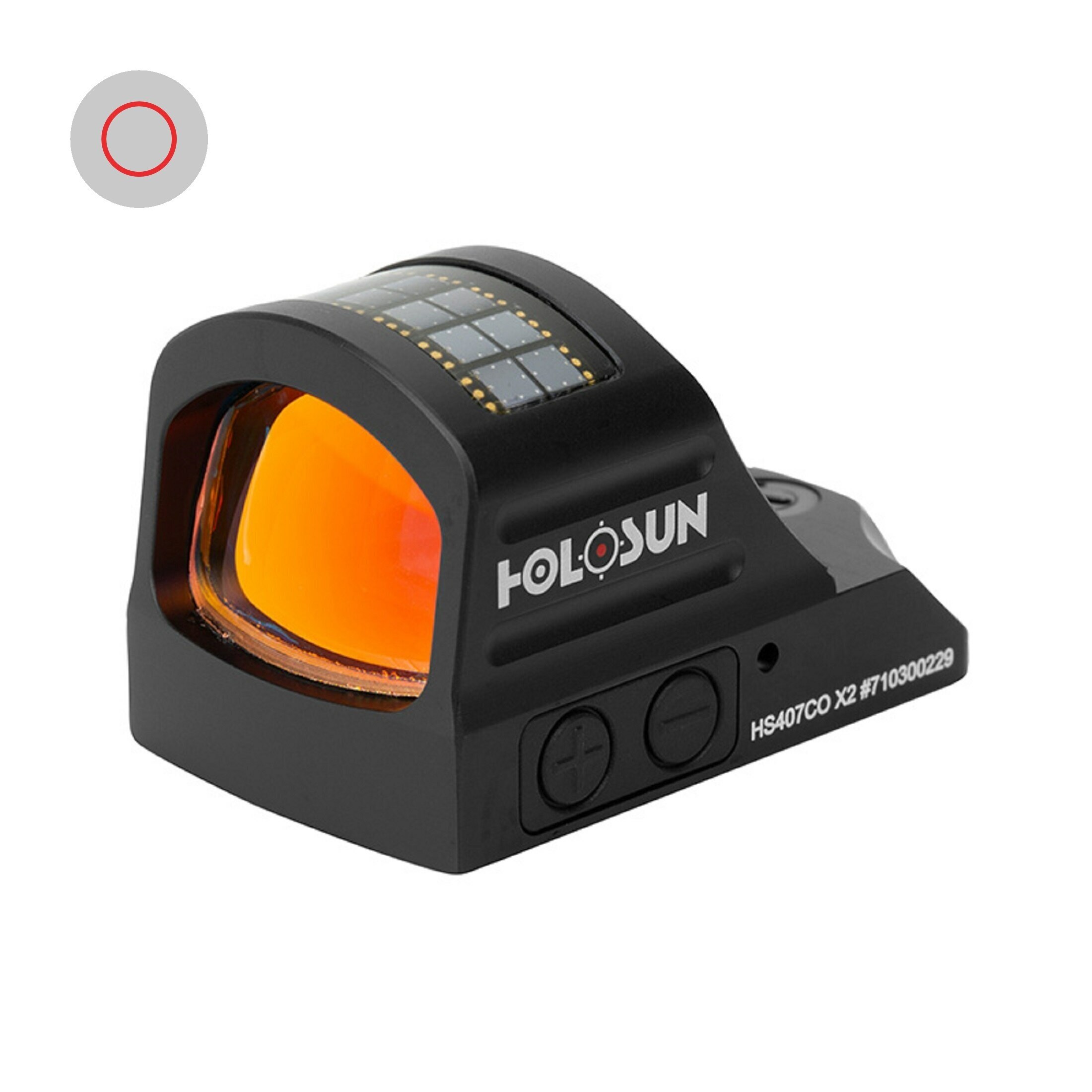 Holosun HS407CO-X2 open reflex red dot sight 8MOA circle reticle solar cell, black