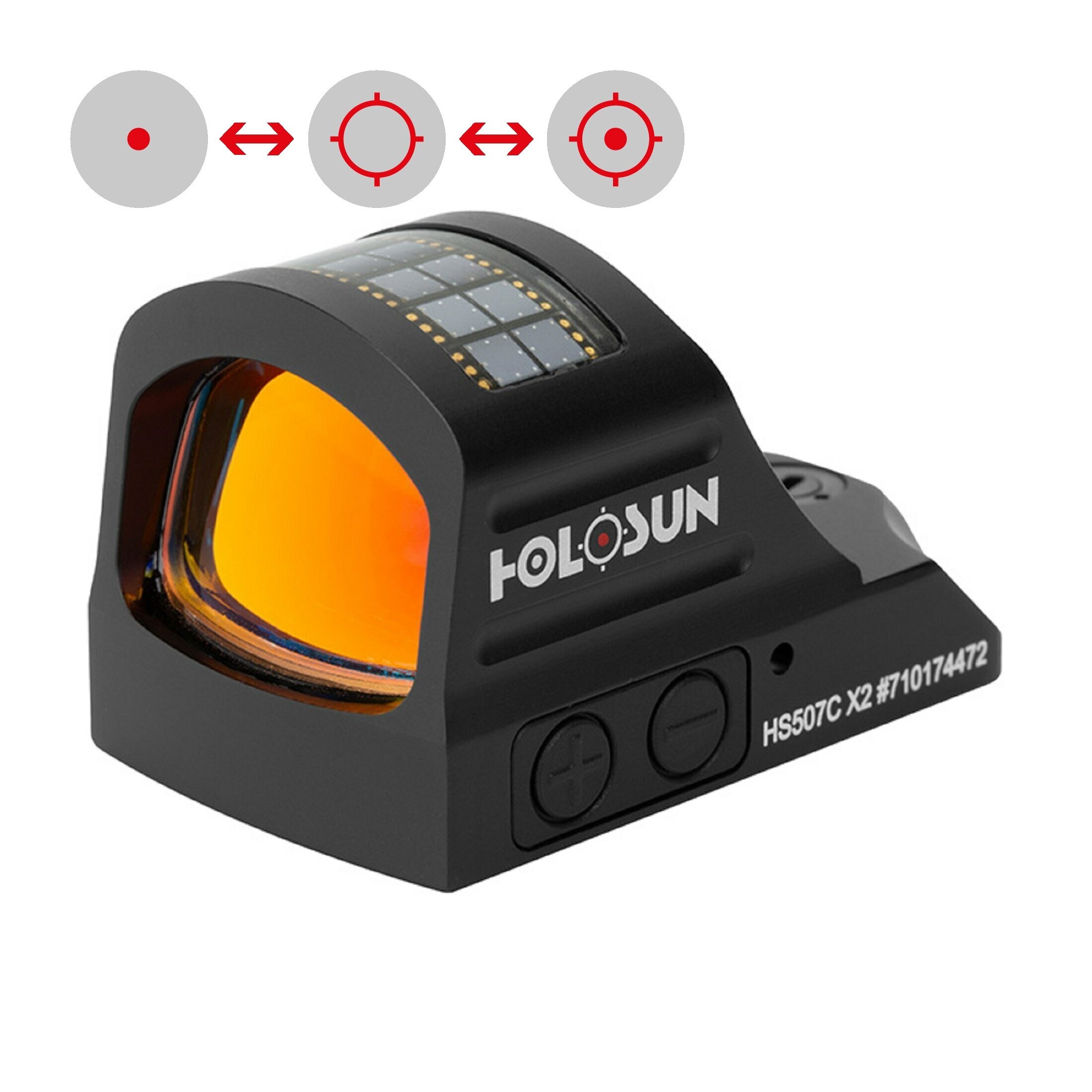 Holosun HS507C-X2 open reflex red dot sight switchable 2MOA dot, 32MOA circle dot reticle solar cel…