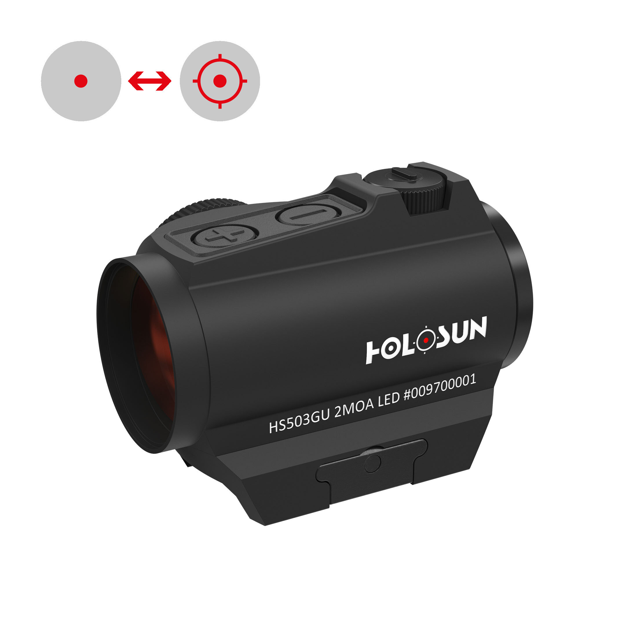 Holosun HS503G-U Microdot Rotpunkt Visier mit wechselbarem 2MOA Punkt, 65MOA Kreis Absehen, schwarz…