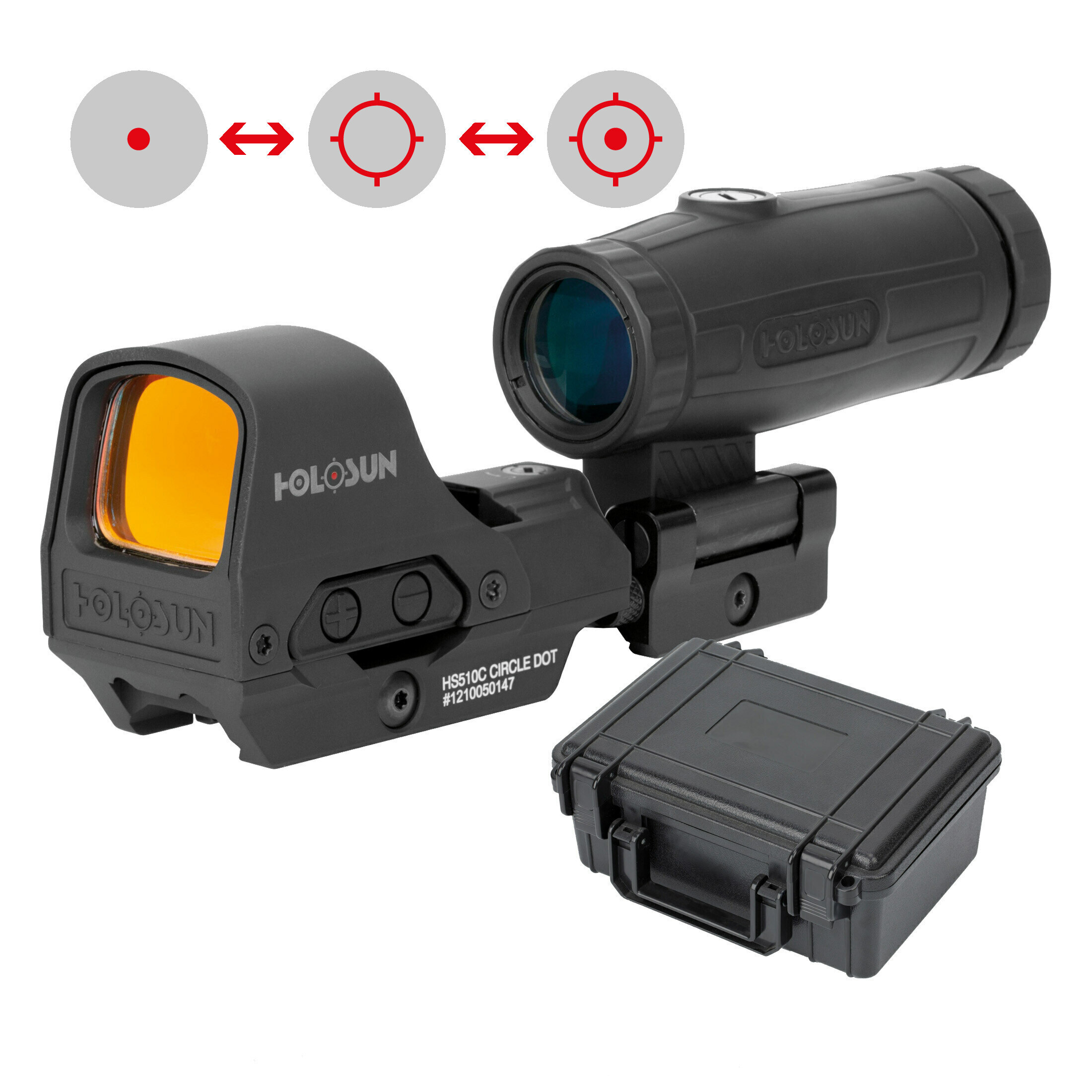 Ensemble Holosun HS510C + Loupe HM3X + Étui de protection