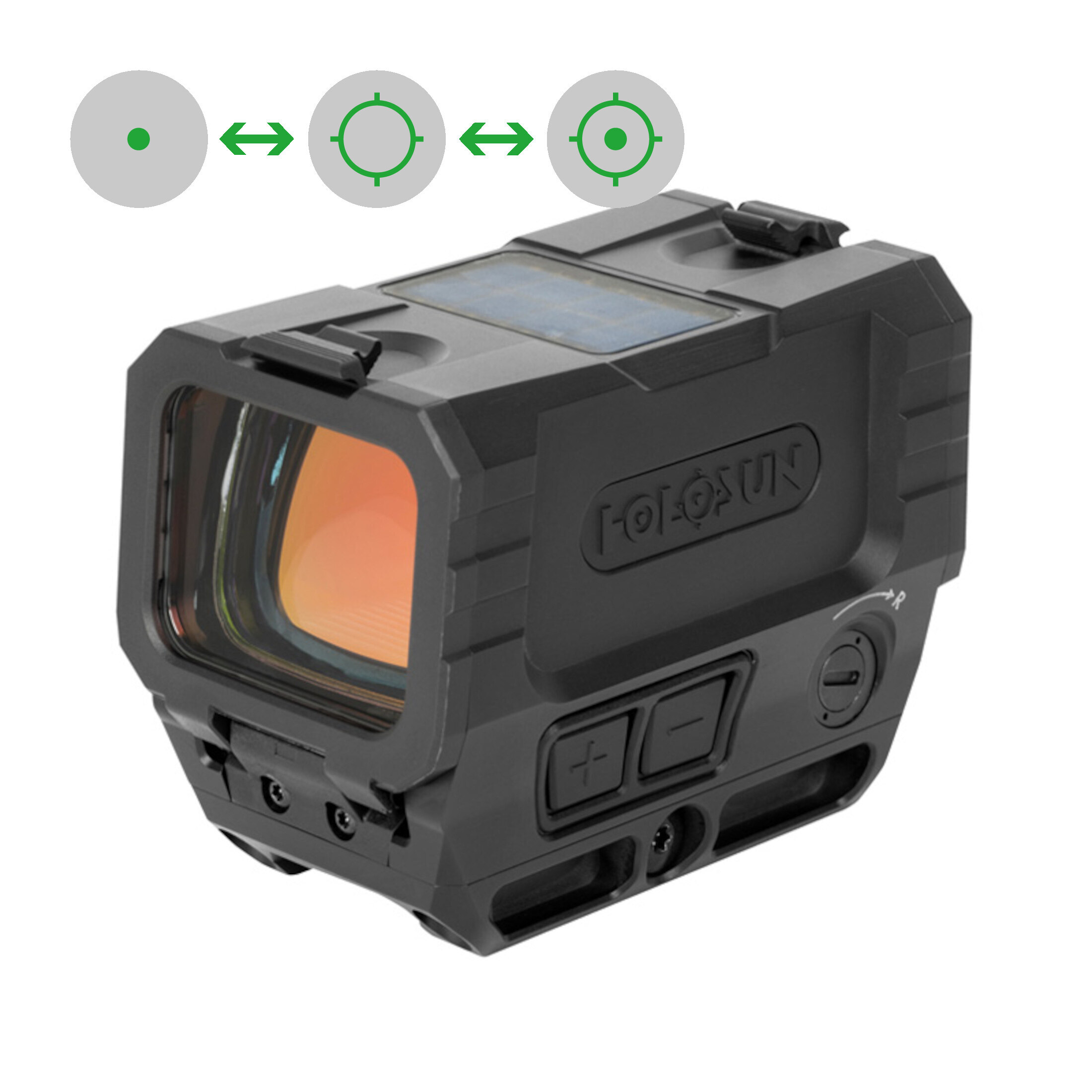 Holosun AEMS-MAX-GR closed reflex sight green dot sight + interchangeable reticle (2MOA dot, 2MOA/6…