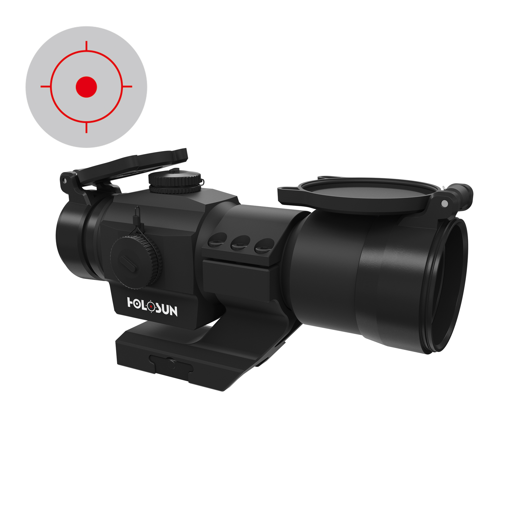 Holosun HS506 Tube red dot sight with switchable 2MOA dot, 65MOA circle dot reticle, black, Picatin…