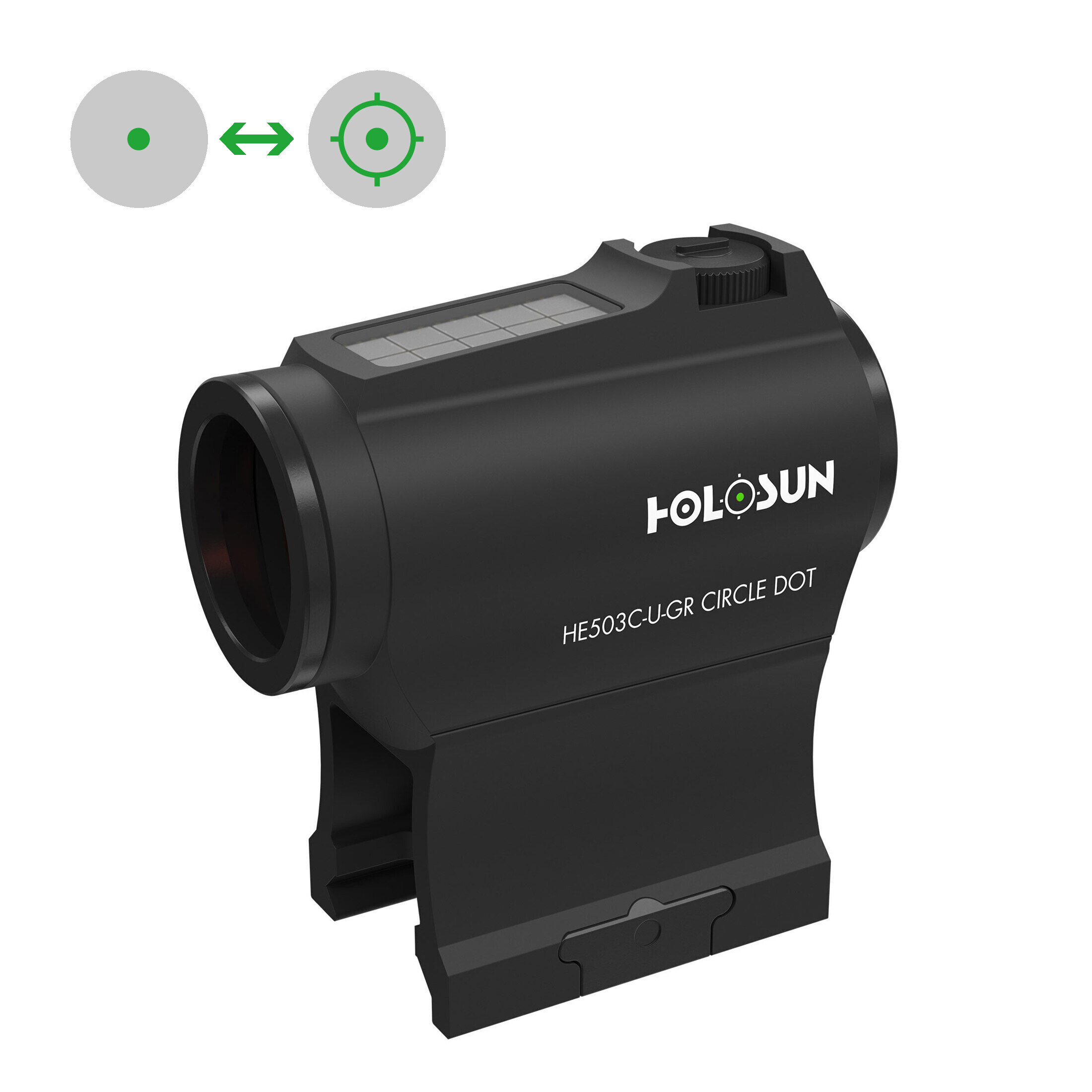 Holosun ELITE HE503C-U-GR Micro-viseur Point vert Viseur Reflex Cercle avec point, Point 2MOA commu…